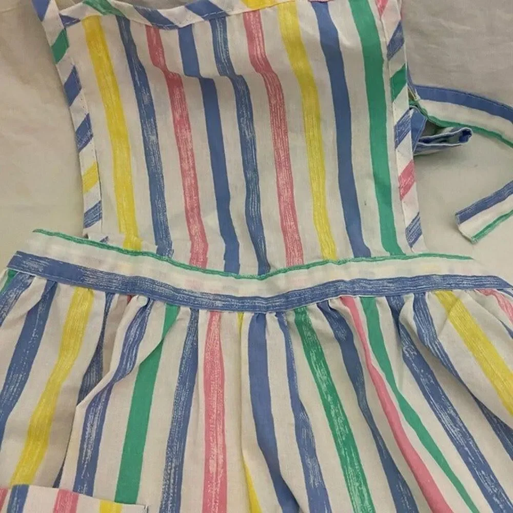 #7133 Pastel Striped BIB CHEF Apron 40 long 15 front waist